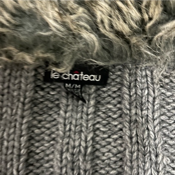 Grey Fall fur trim cropped cardigan - Picture 2 of 2